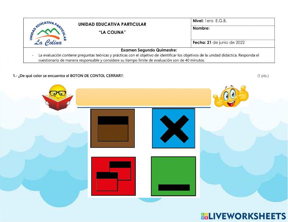 Examen Quimestral 1ero E.G.B.