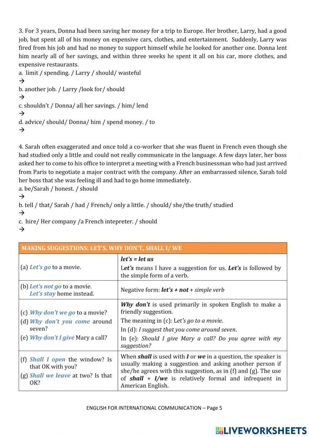 10.request and offers, SUGGESTIONS AND ADVICE