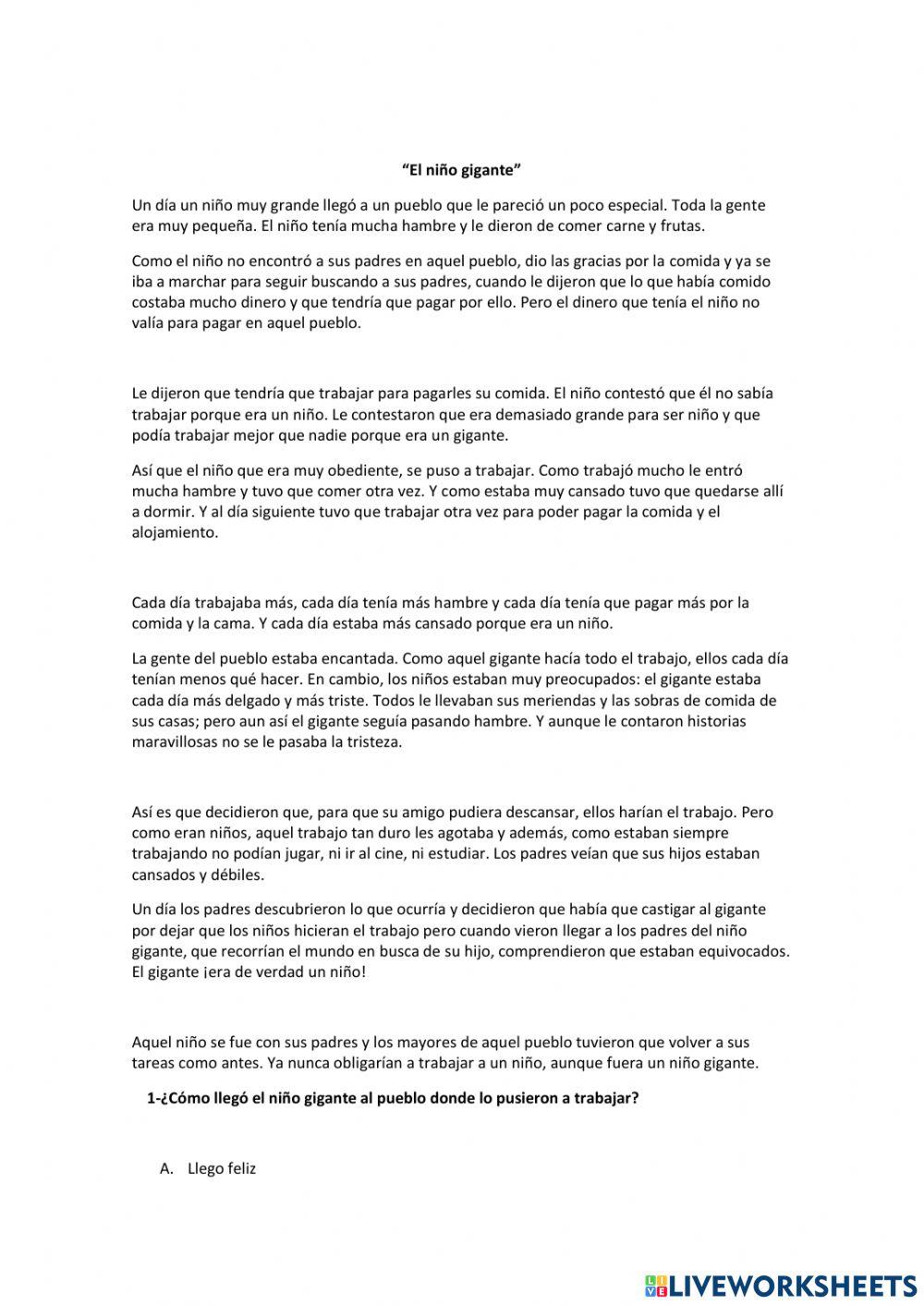 Cuento: El niño Gigante