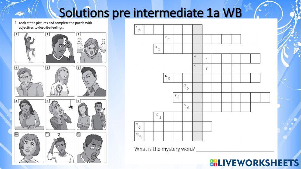 Solutions Pre intermediate Unit 1a