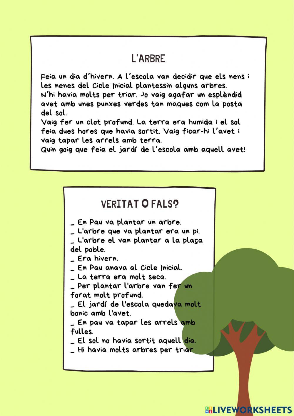 Comprensió Lectora - Veritat o fals