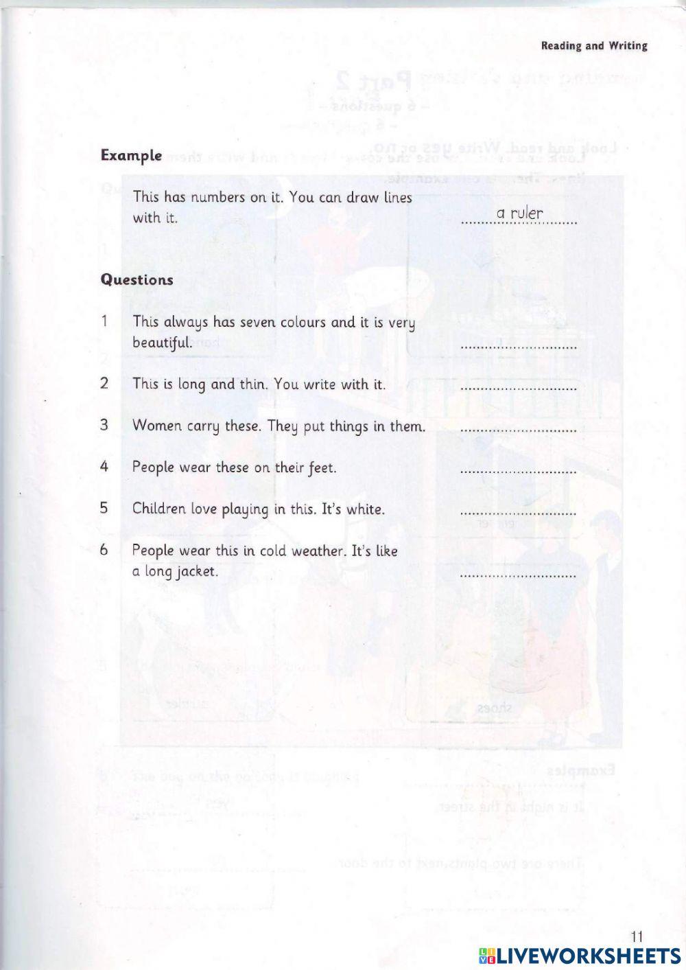 Movers - Test 1 - Book 6 - Reading + Writing