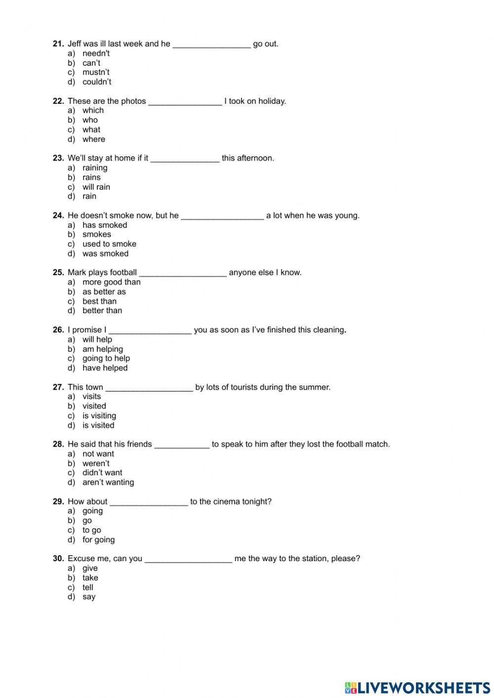 Quick placement test