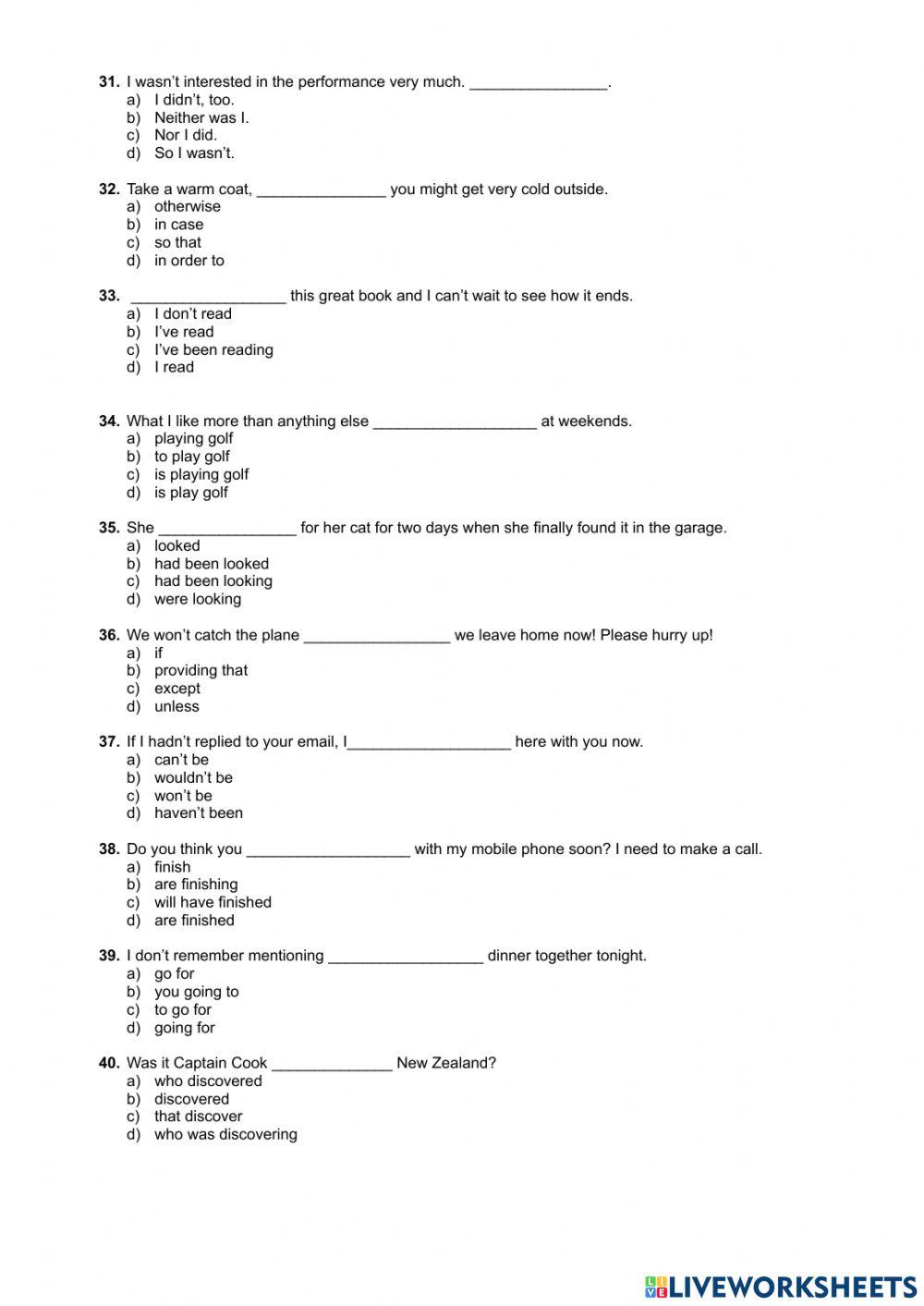 Quick placement test