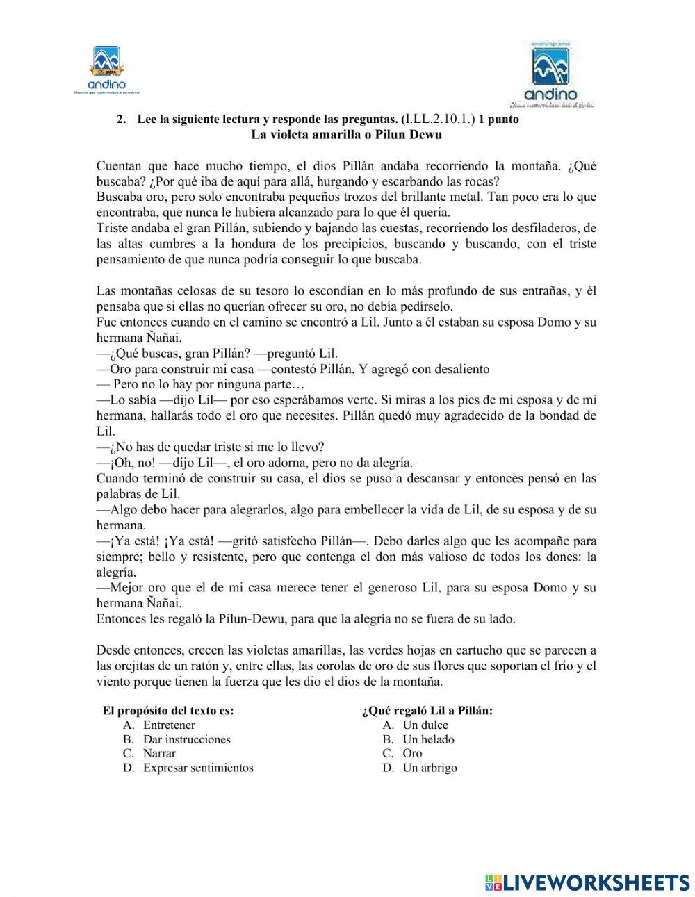 Ejercicio de Evaluación lengua