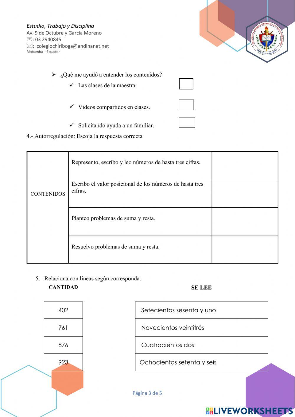 Evaluación de matemática
