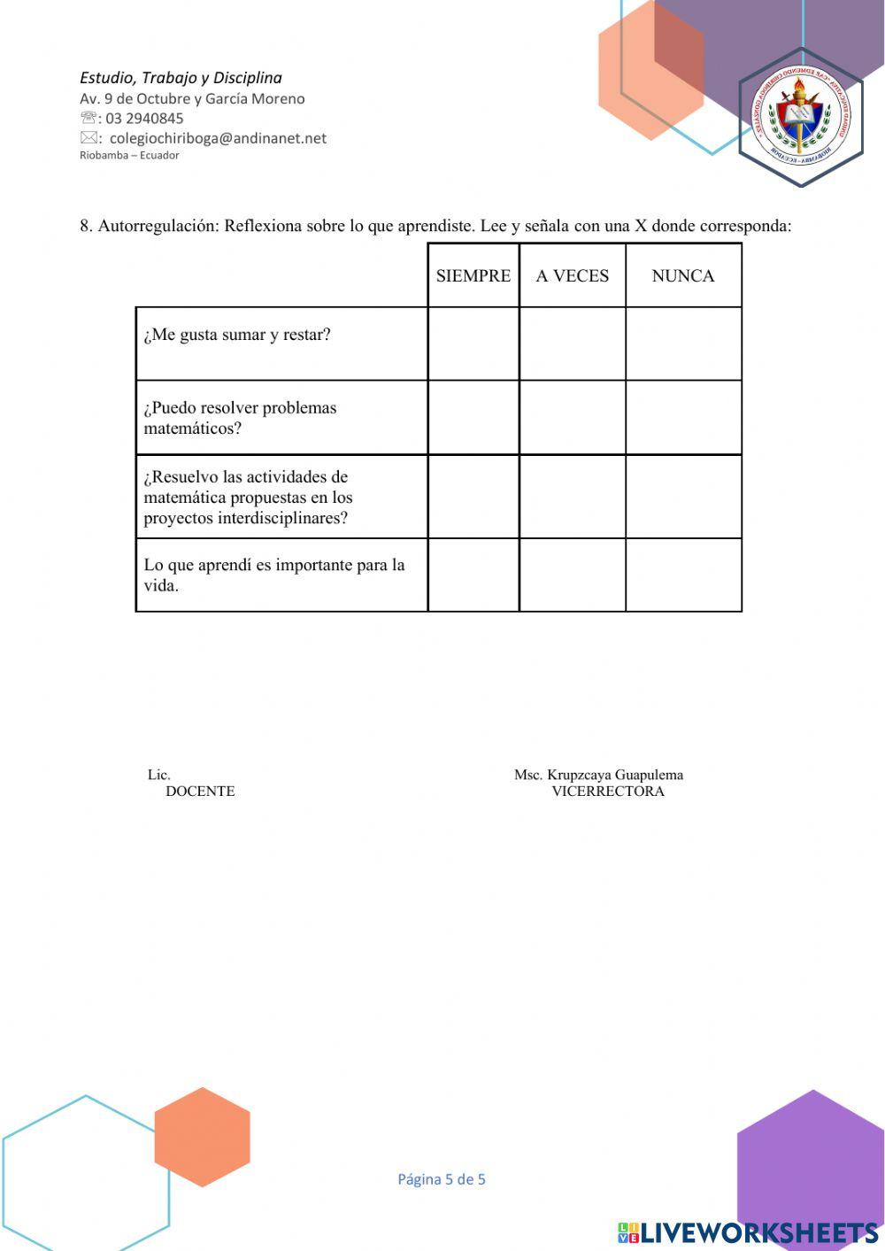 Evaluación de matemática