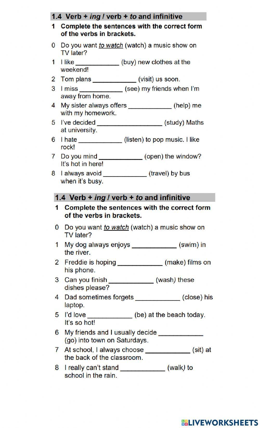 Verb + ING or Verb + To Infinitive WIDER WORLD 3 UNIT 1