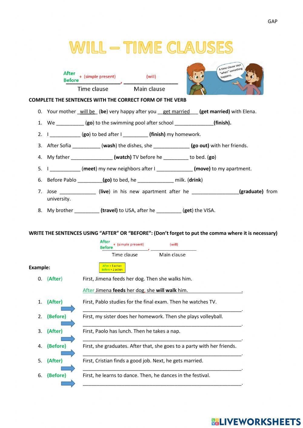 Will - times clauses Will - times clauses