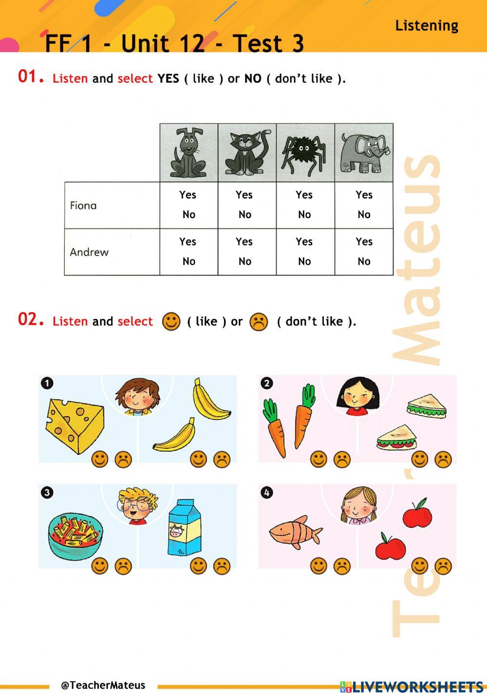 FF 1 - Unit 12 - Test 3 - Listening