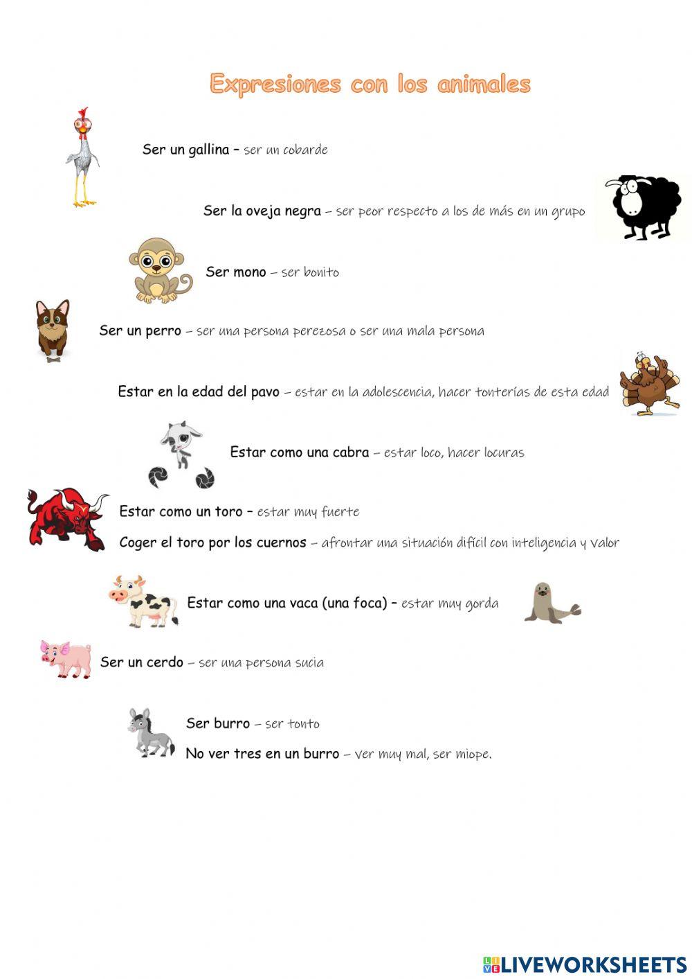 Expresiones con los animales