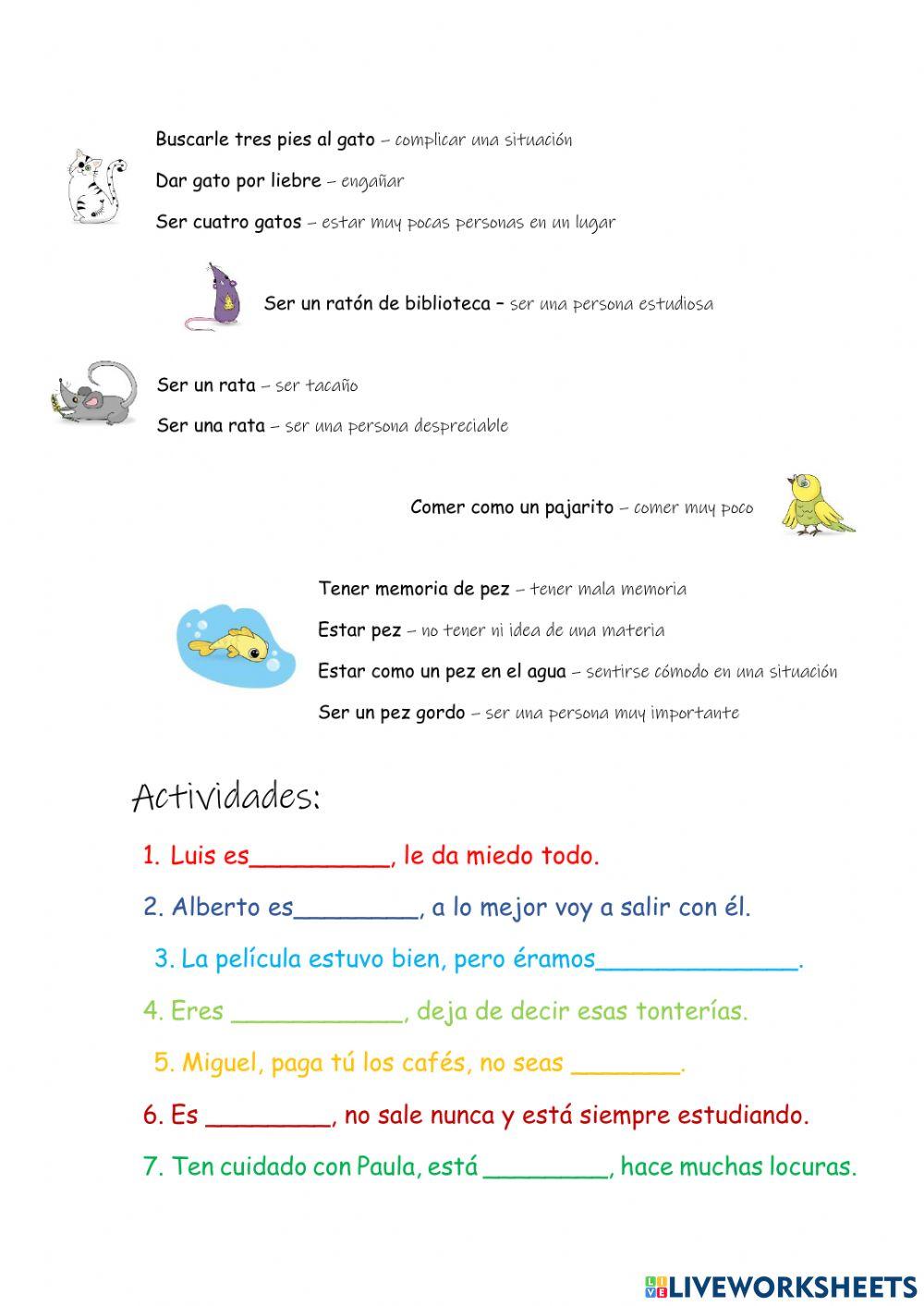 Expresiones con los animales