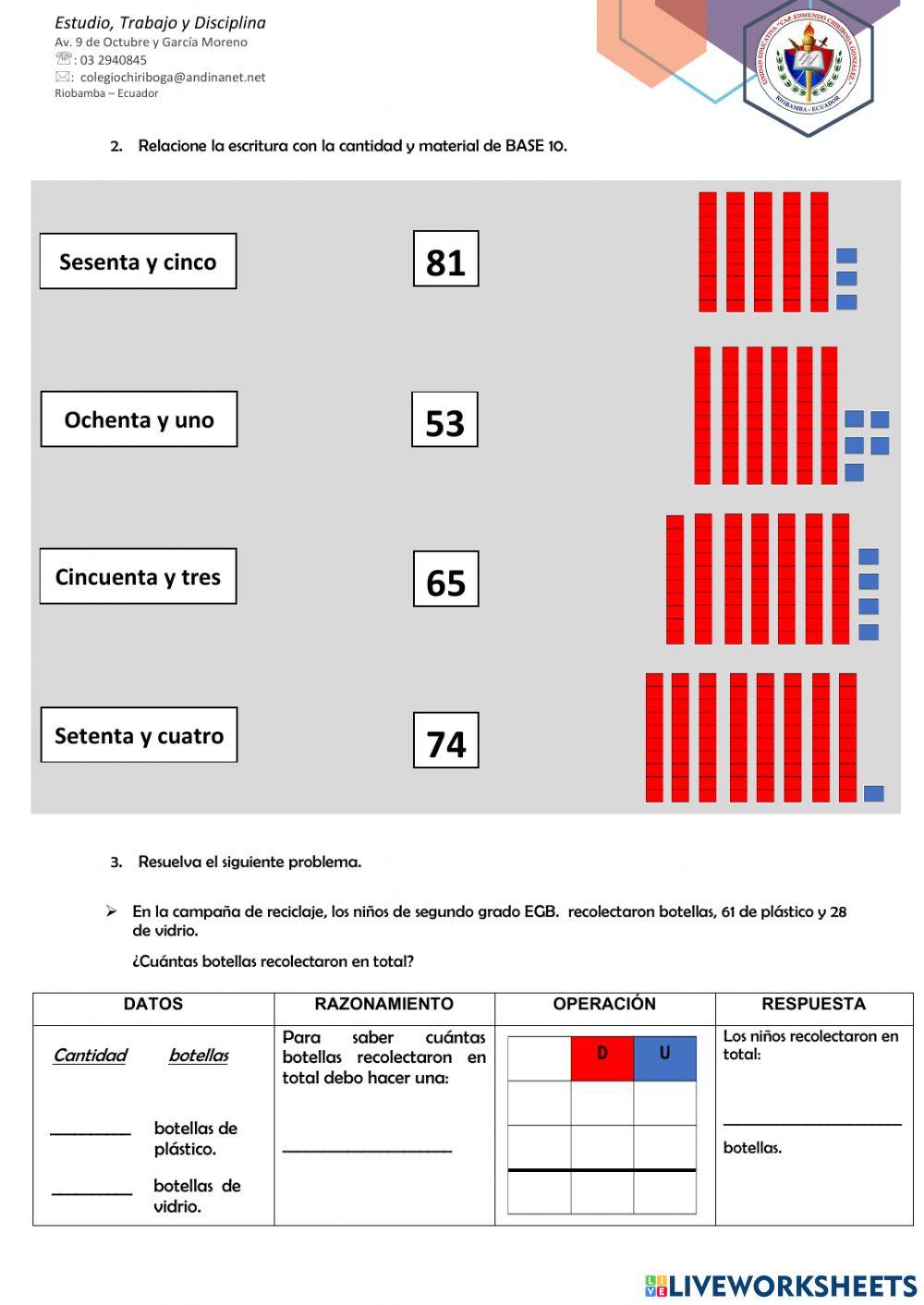 EVALUACIÓN QUIMESTRAL DE MATEMÁTICA