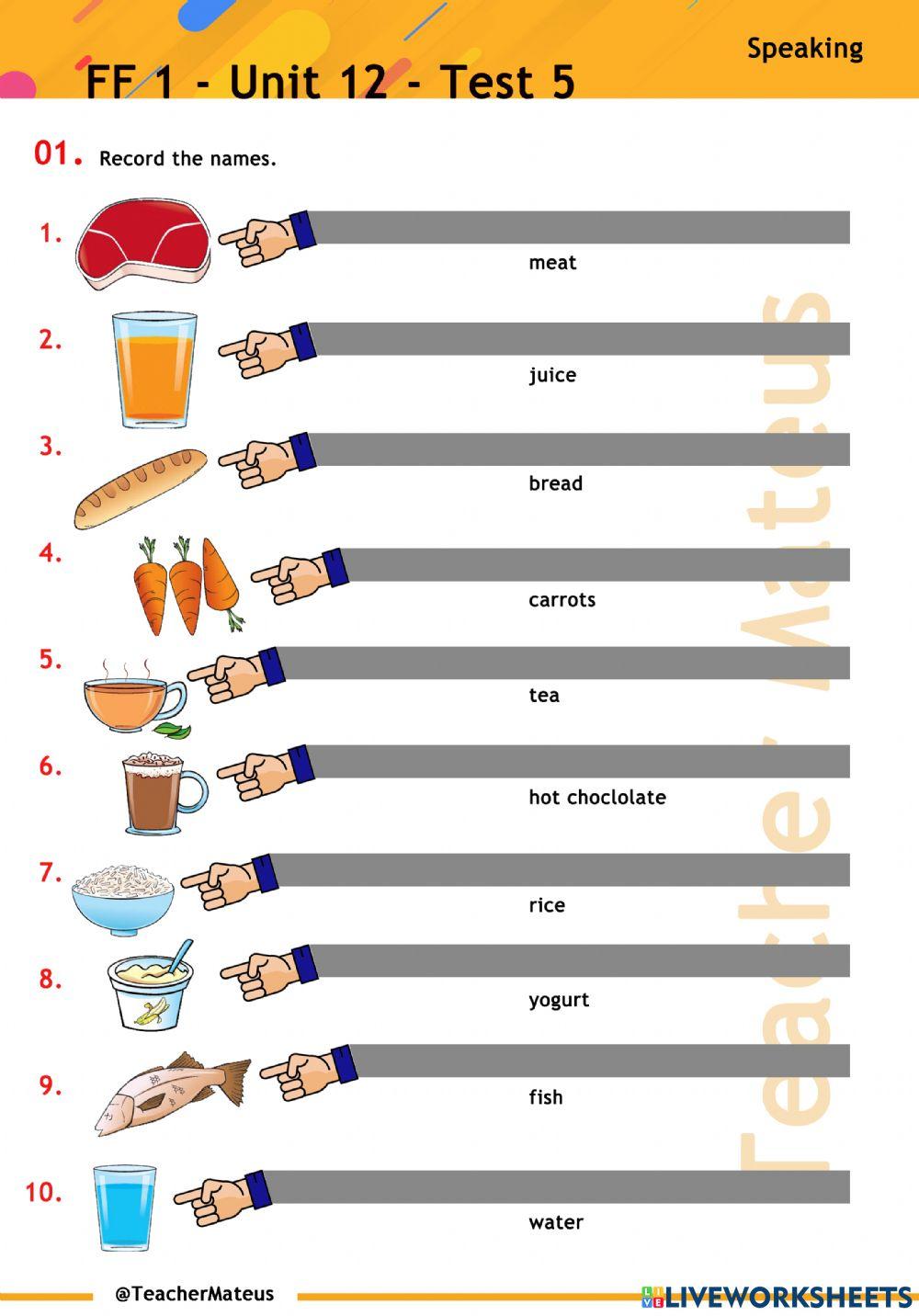 FF 1 - Unit 12 - Test 5 - Speaking