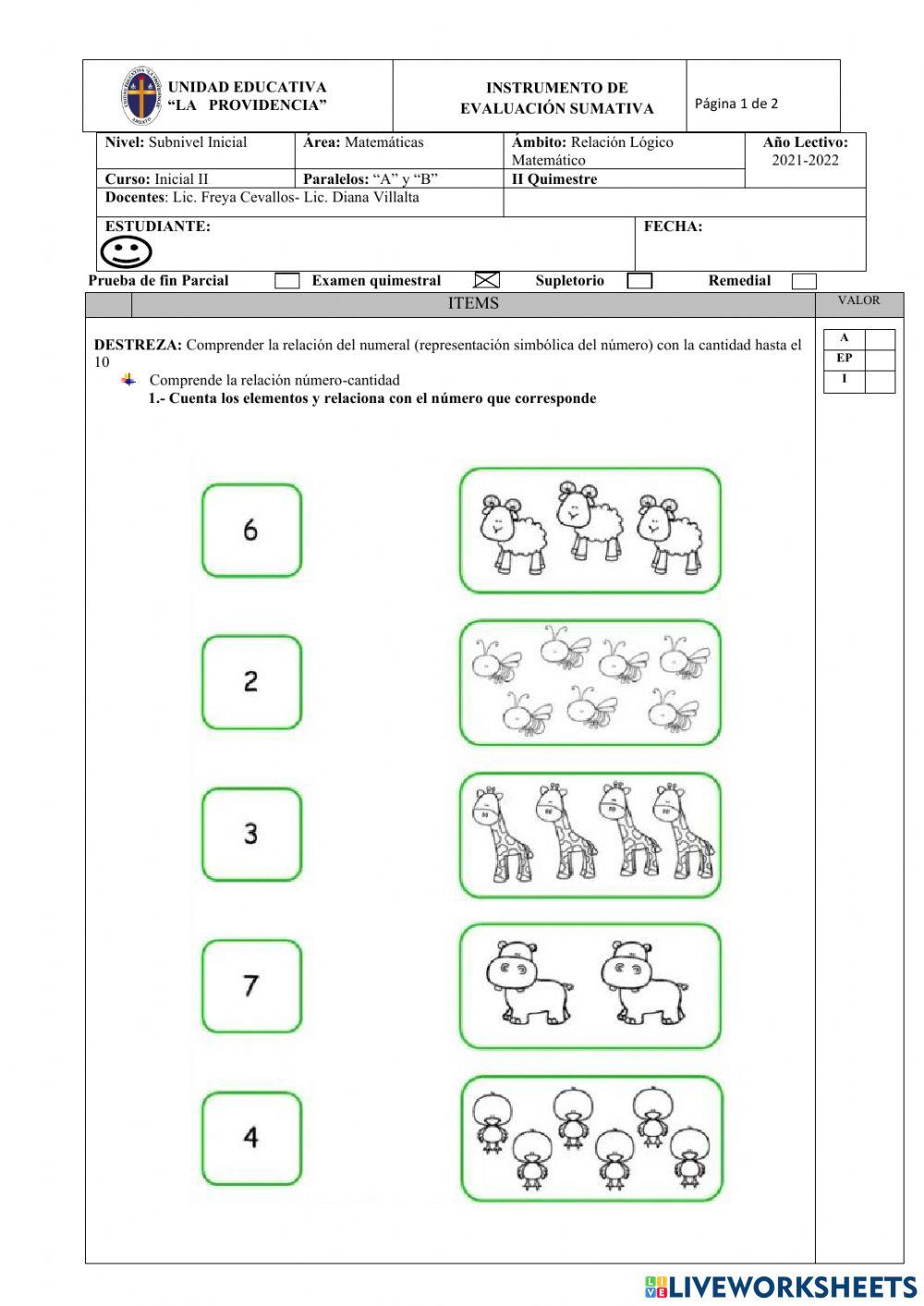Evaluación 2Q Lógico Matemáticas