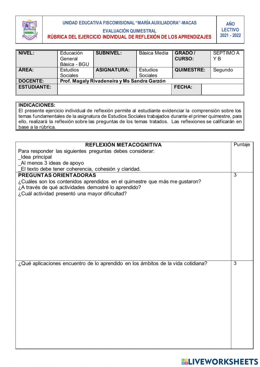 Examen de estudios sociales