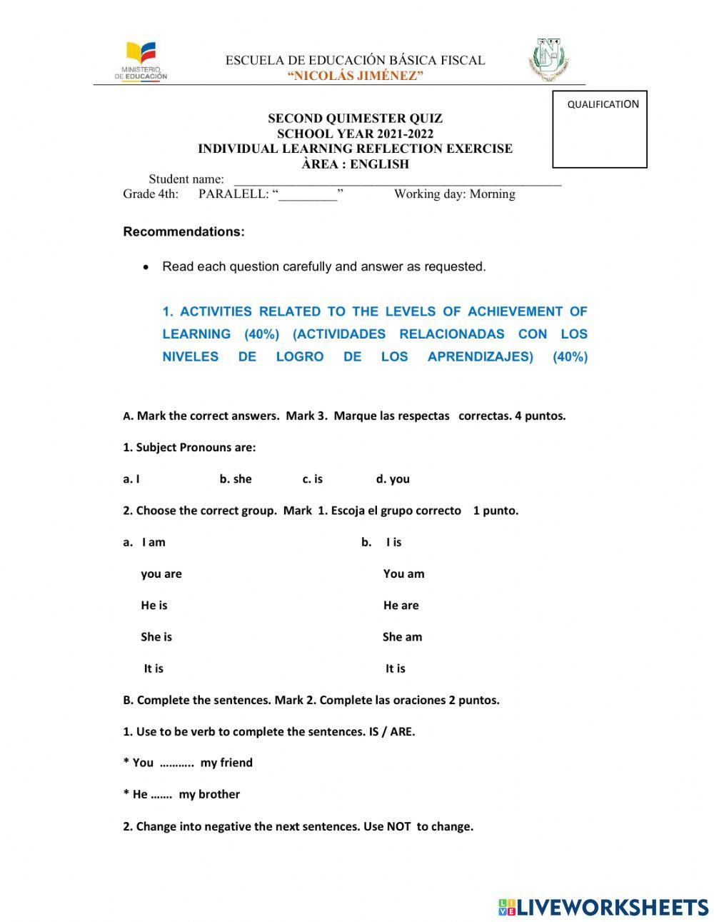 Second quimester quiz