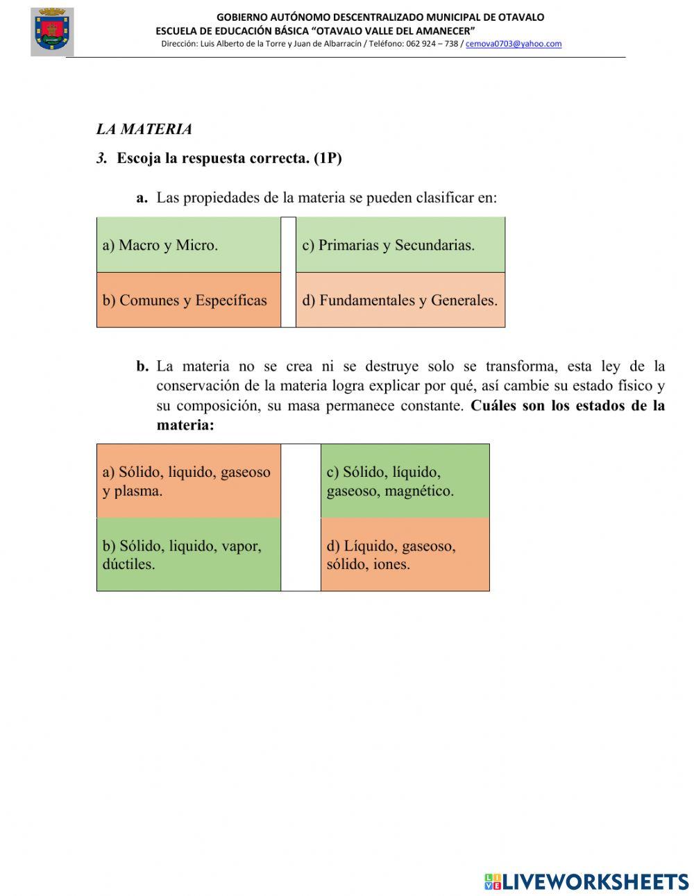 Evaluación ciencias