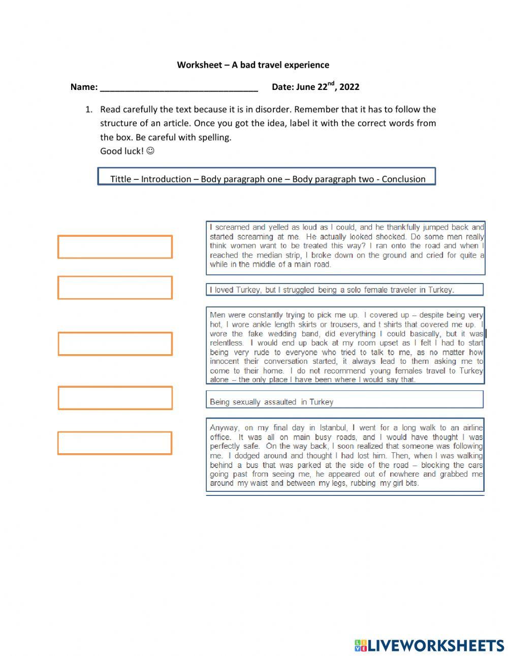 A bad travel experience