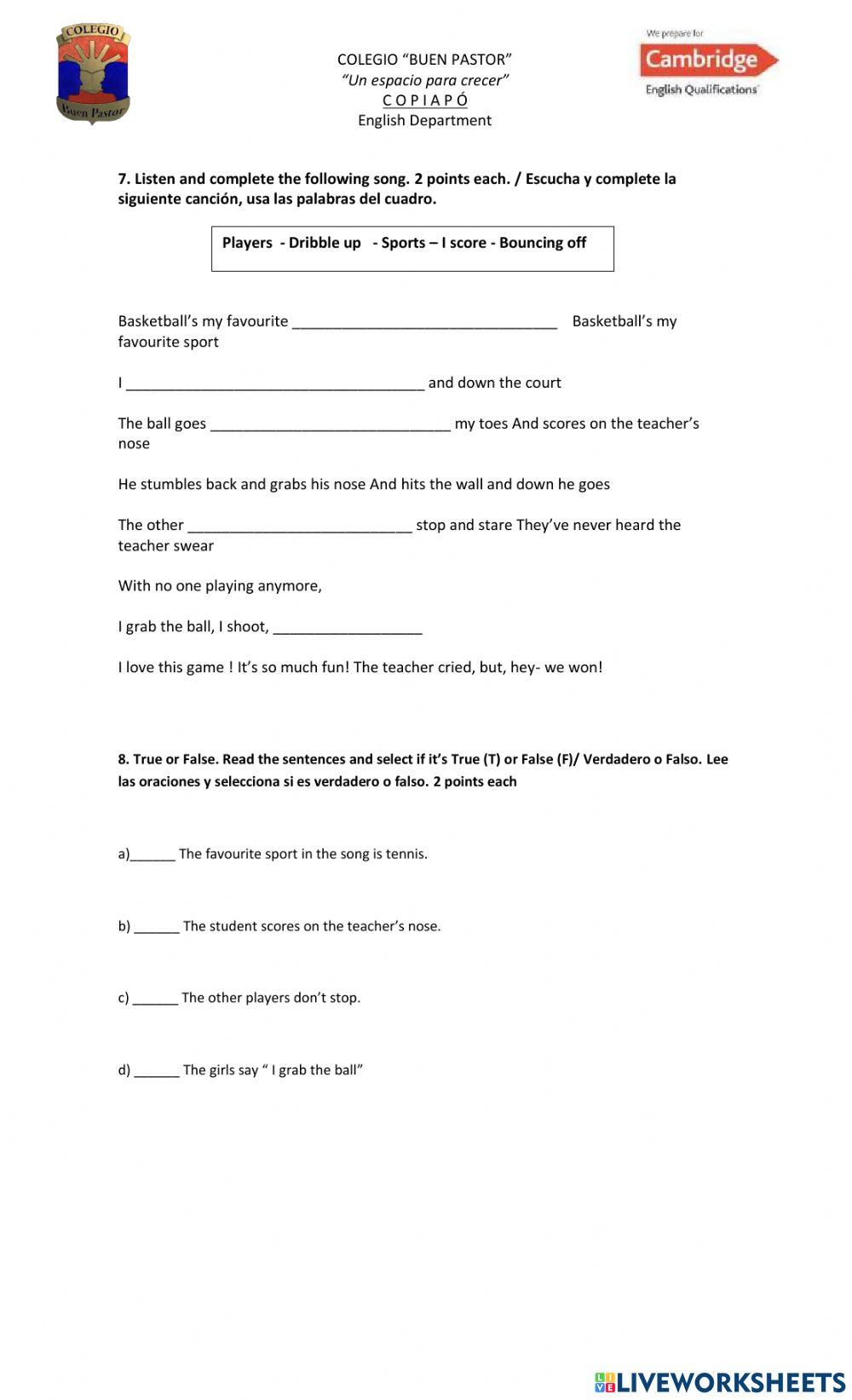 Evaluation 7 Thursday 23