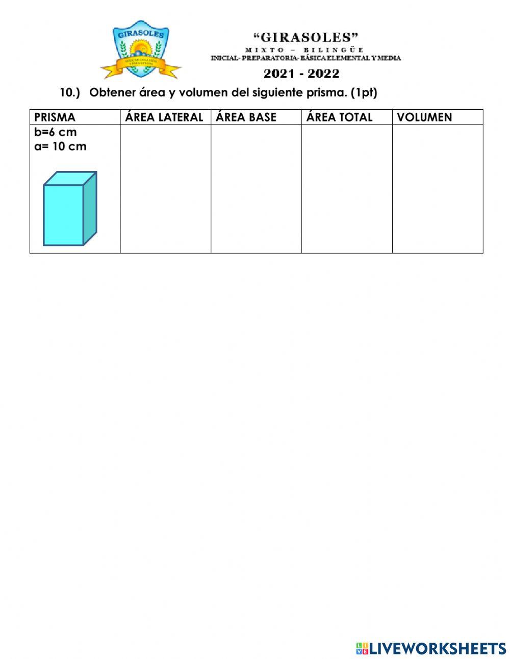 Evaluación cuarto parcial sexto