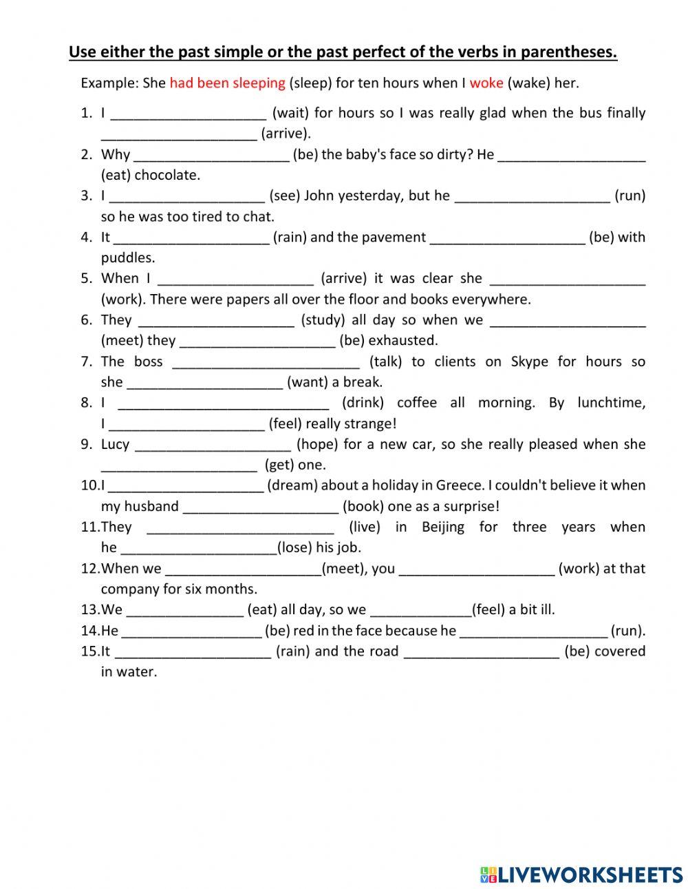 Past perfect continuous