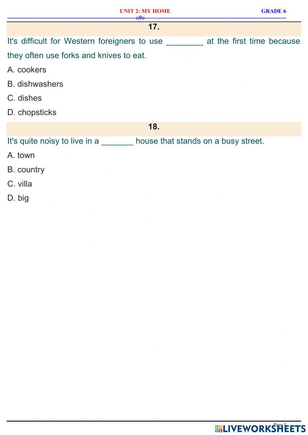 English 6.1 - unit 2 - vocabulary 1