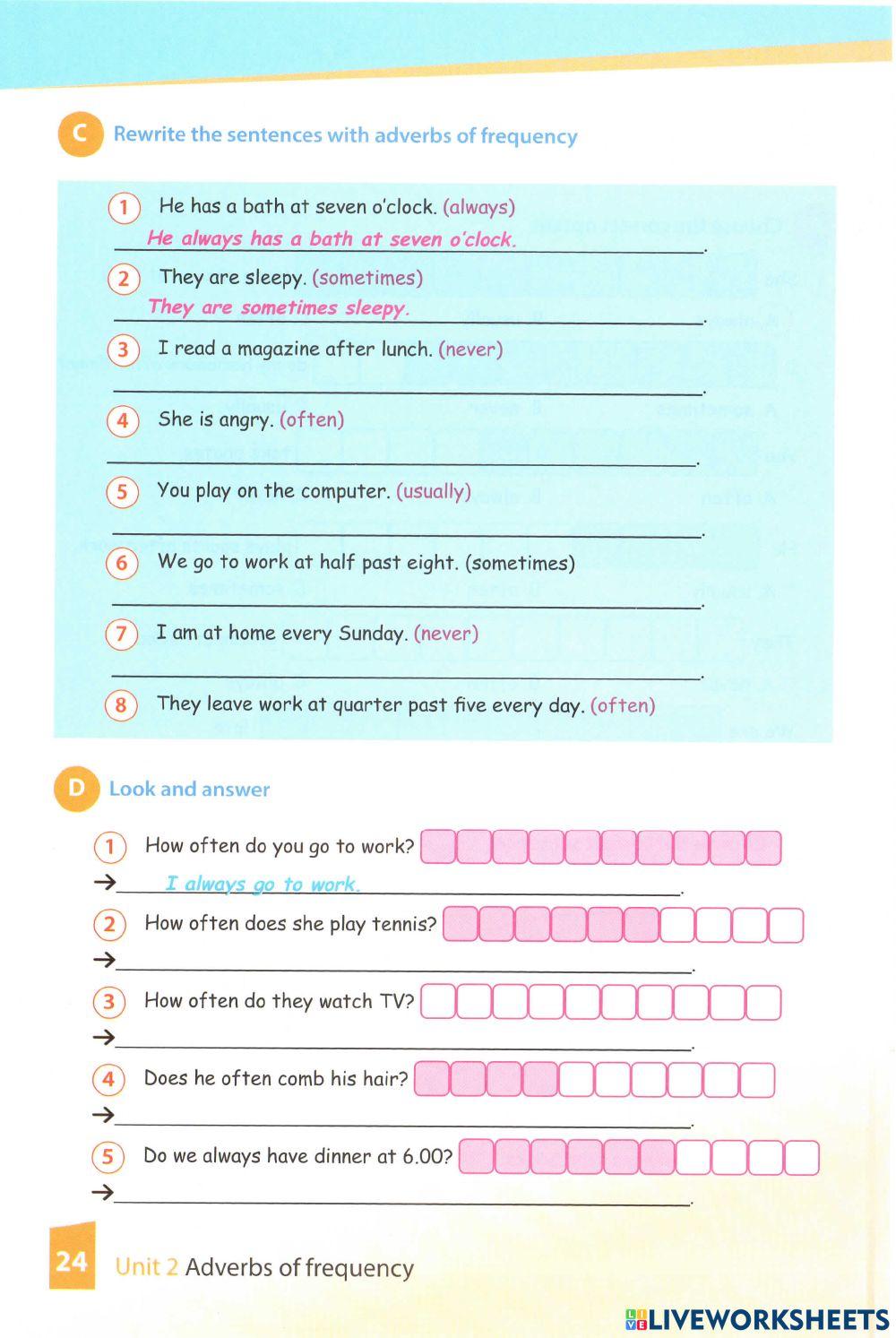 Adverbs of frequency