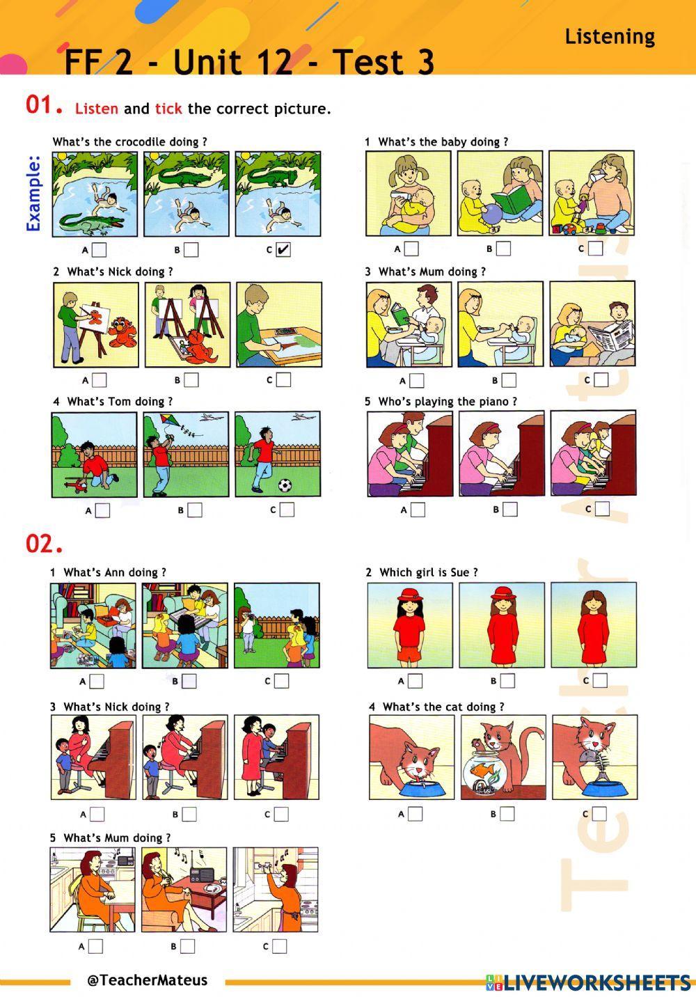 FF 2 - Unit 12 - Test 3 - Listening