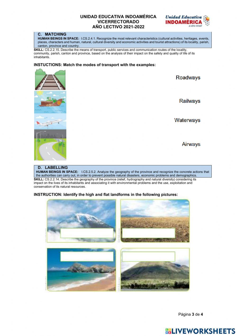 Evaluación quimestral de natural science