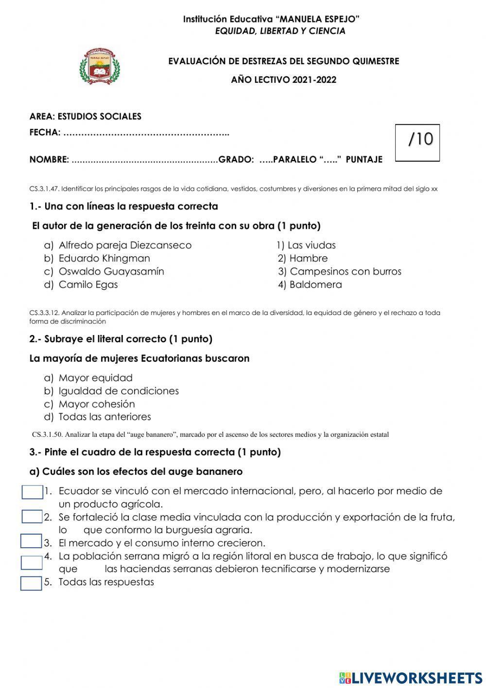 Examen de Estudios Sociales