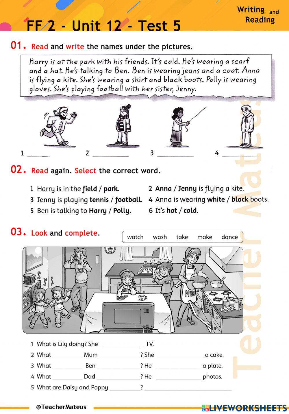 FF 2 - Unit 12 - Test 5 - Writing