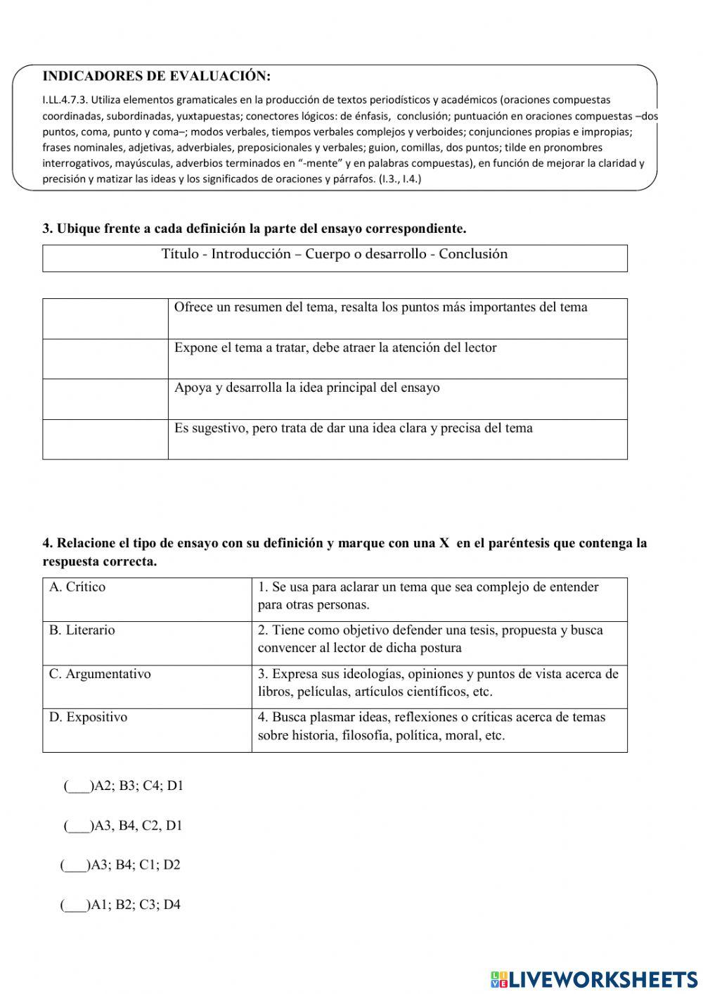 Evaluación Quimestral