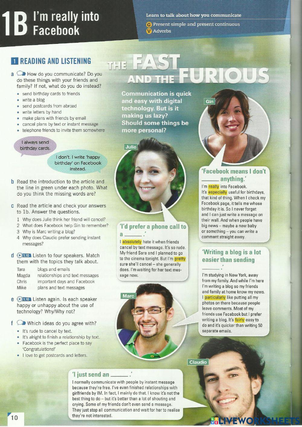 Empower Pre Intermediate - 1B pages 10 and 11