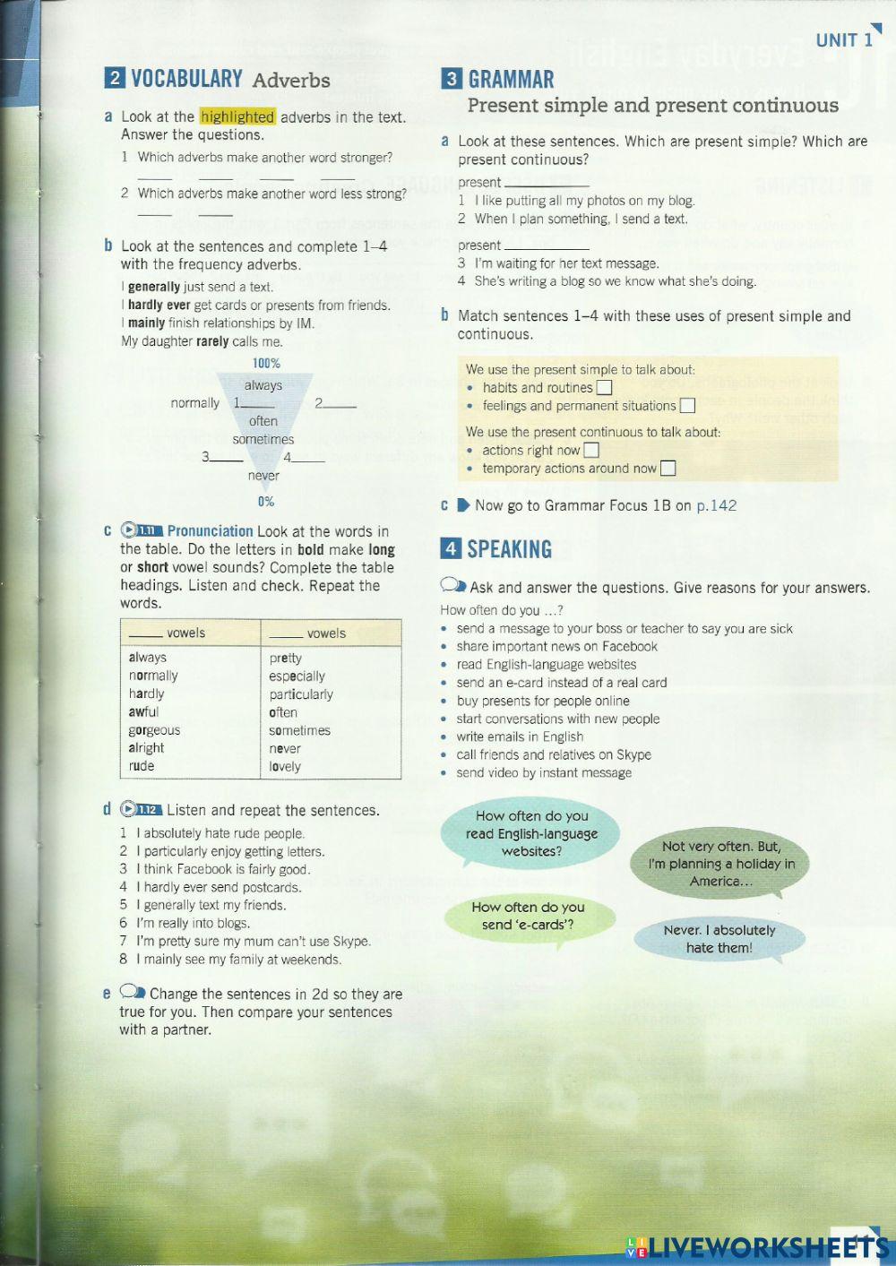 Empower Pre Intermediate - 1B pages 10 and 11