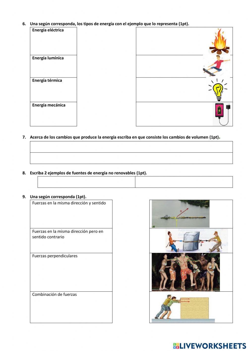 Evaluación ciencias Naturales