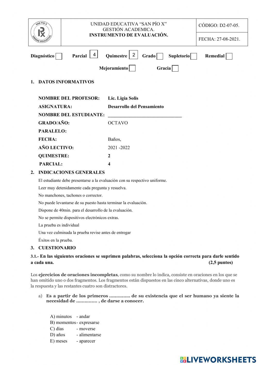 Desarrollo del pensamiento