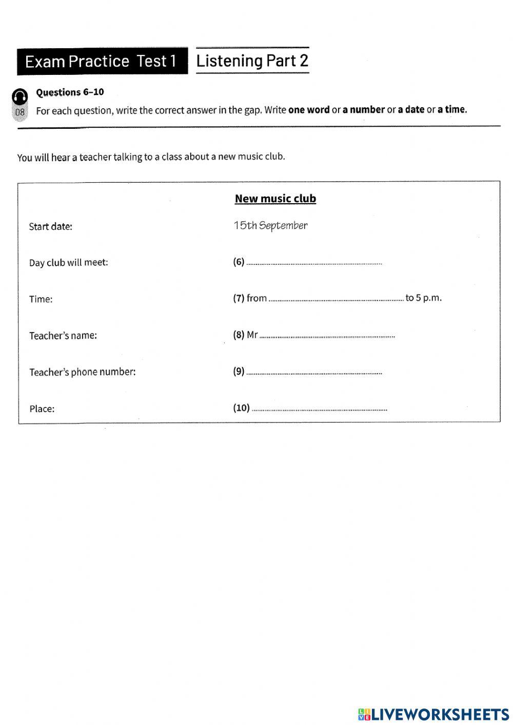 Listening Part 1 - 2 KET