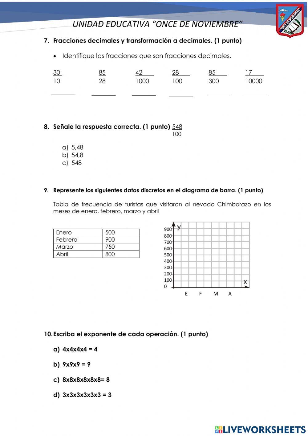 Examen de matemáticas