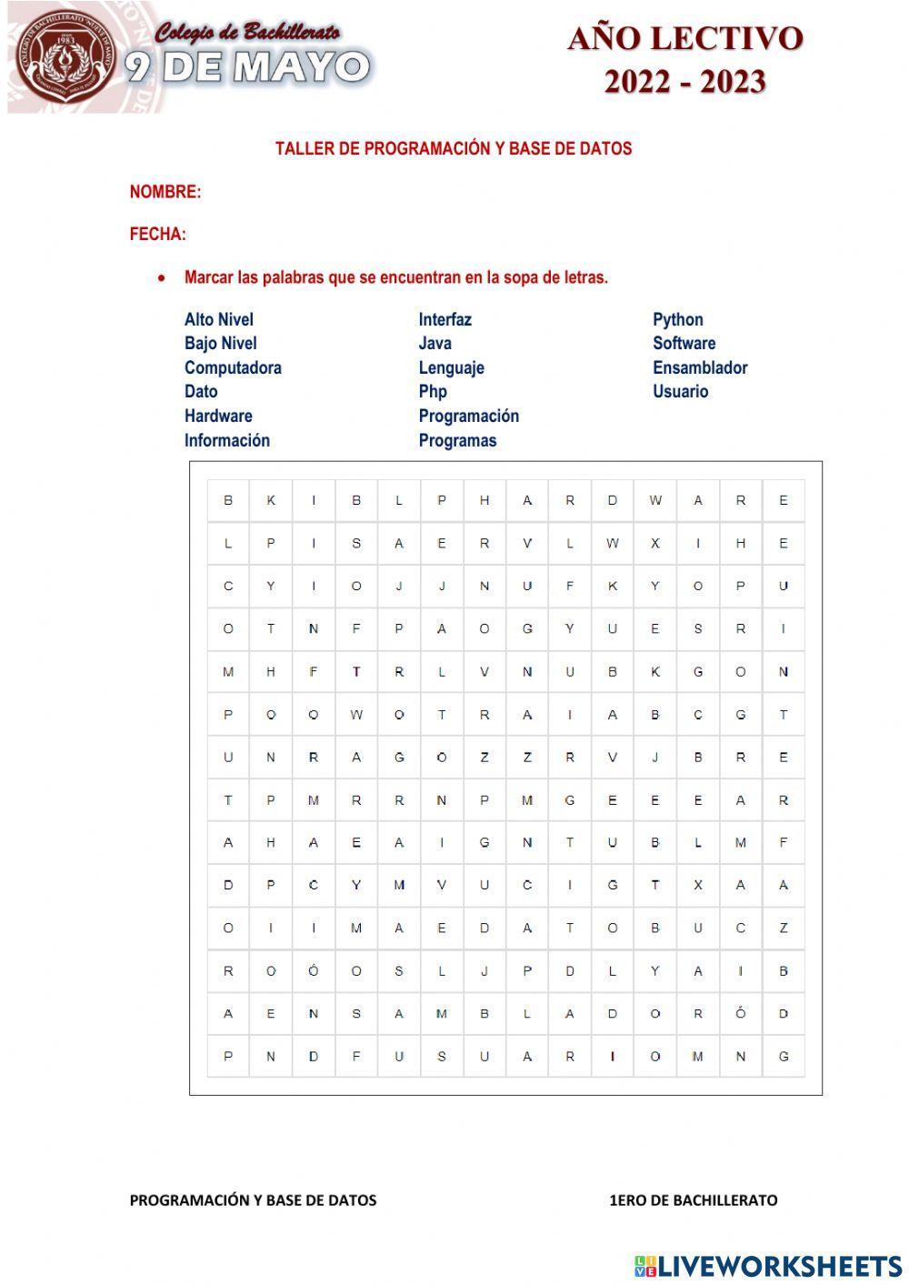 Programación y base de datos