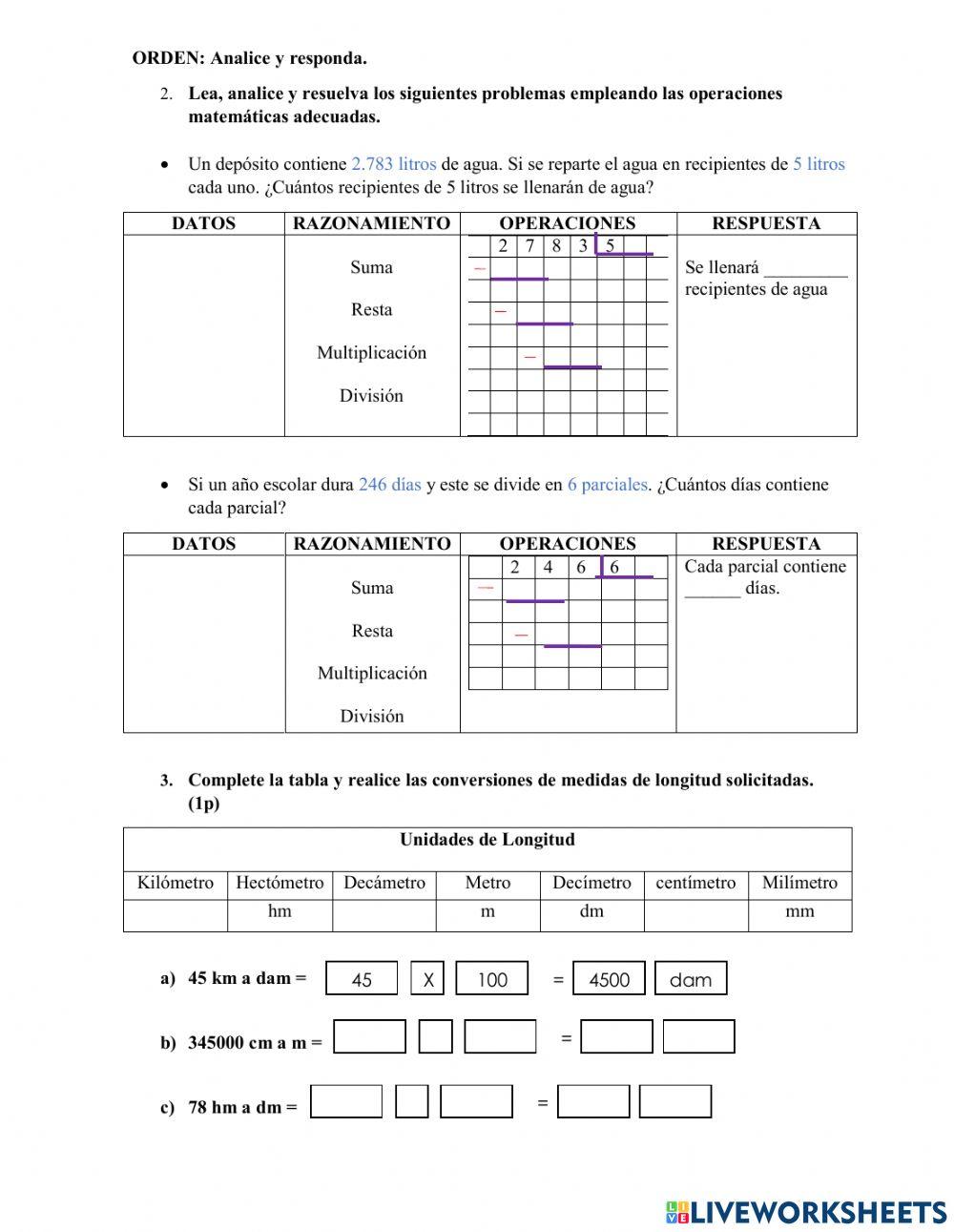 Evaluación matemáticas