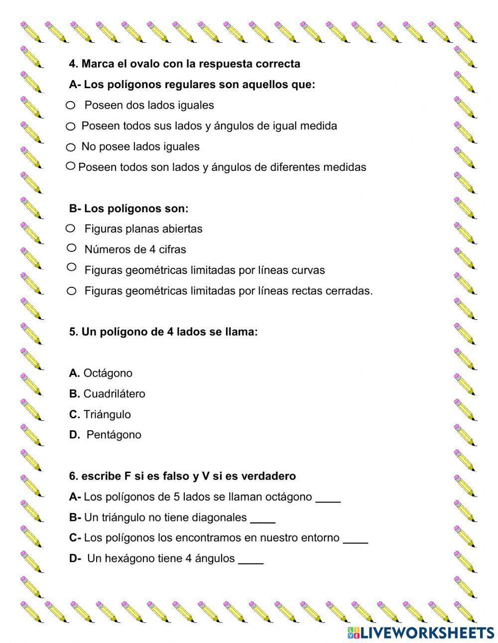Los poligonos interactive exercise for 3 | Live Worksheets