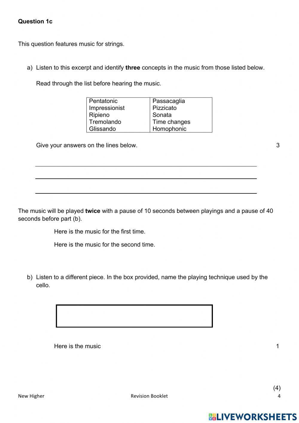 Higher q 1 practice questions
