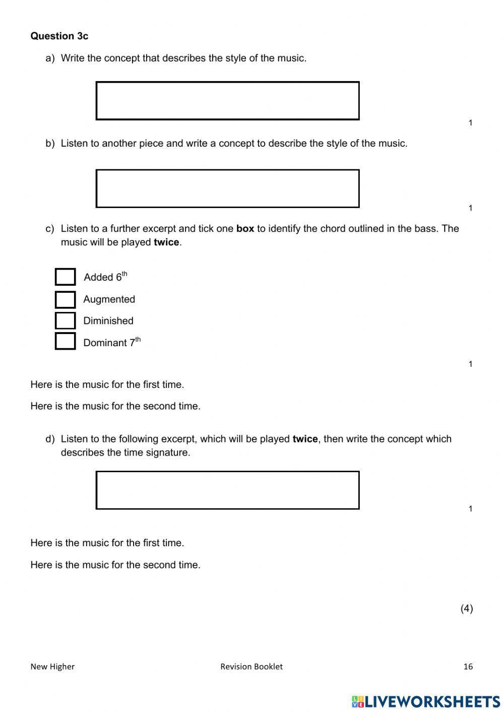 Higher q 3 practice questions
