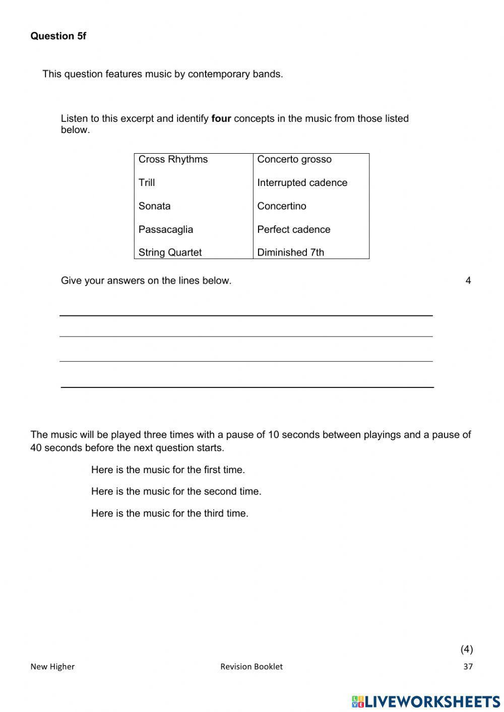 Higher q 5 practice questions