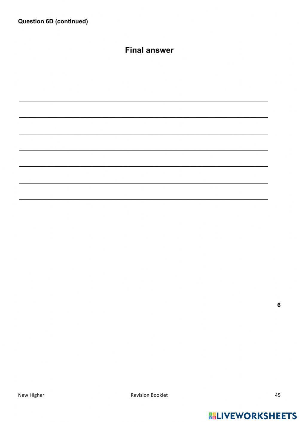 Higher q 6 practice questions