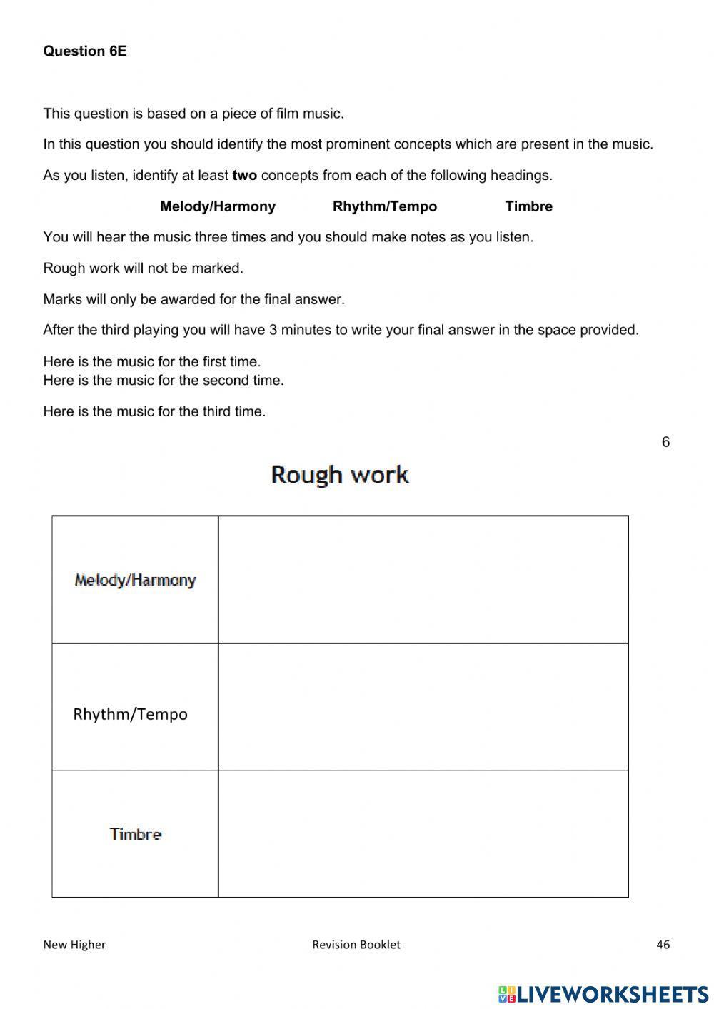 Higher q 6 practice questions