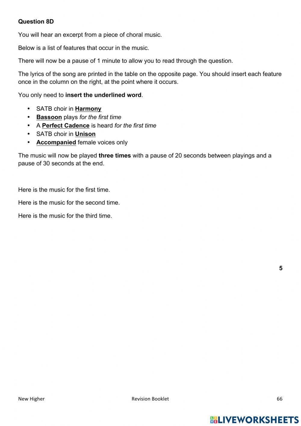 Higher Practice Questions 8