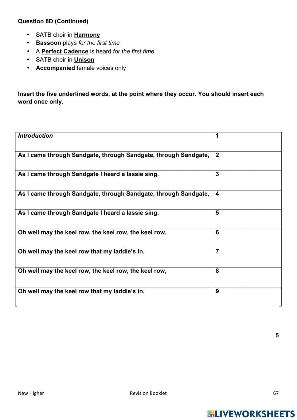 Higher Practice Questions 8