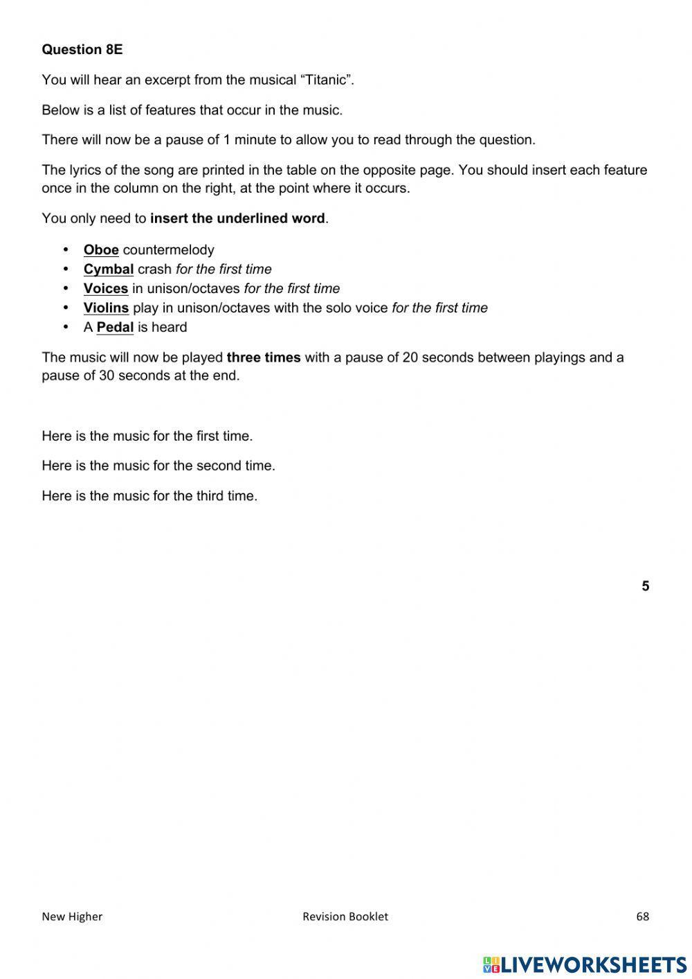 Higher Practice Questions 8